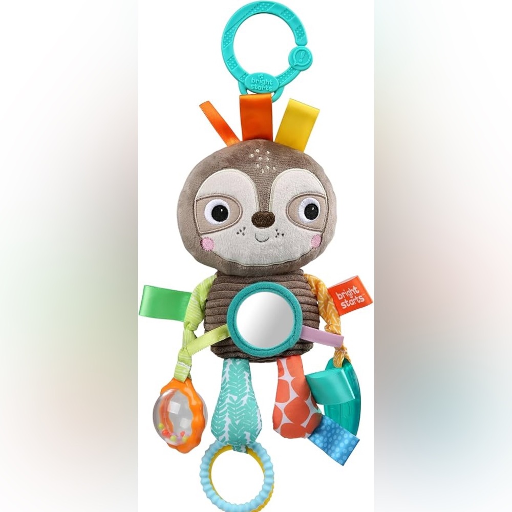Bright Starts Sloth Plush Playful Pals BPA-Free Stroller Baby Toy Sensory 12274